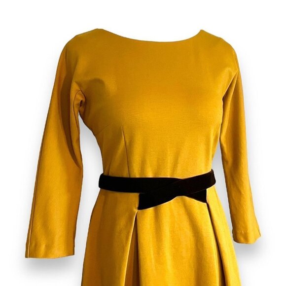 Girls From Savoy Womens Fit Flare Dress XS Mustard Yellow Twee ASO Taylor Swift - Picture 8 of 12